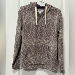 Hang Ten Marled Knit Pullover Hoodie in Plum and Cream woman’s L, pit 23, L 26